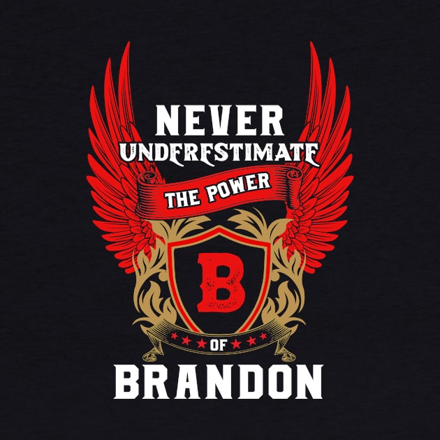 Never Underestimate The Power Brandon - Brandon First Name Tshirt Funny Gifts by dmitriytewzir